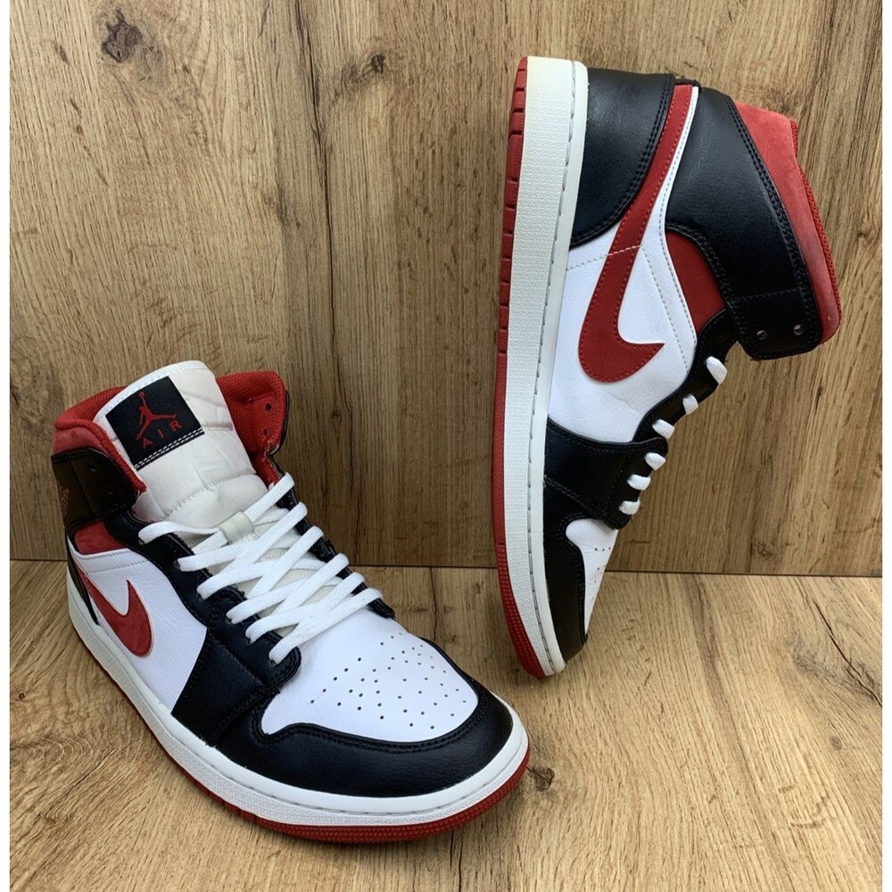 Nike Air Jordan 1 Mid Gym Red Black Sneaker Shoes 554724-122 Men's Size 9.5
